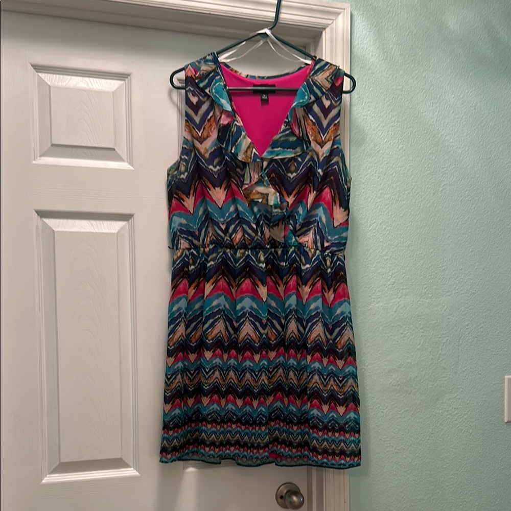 Multicolor Chevron Pattern Sleeveless Dress